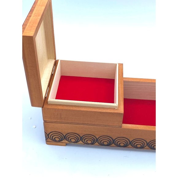 Hand Crafted Wooden Collapsible Divided Sewing /Jewelry Box Lined - Picture 4 of 9